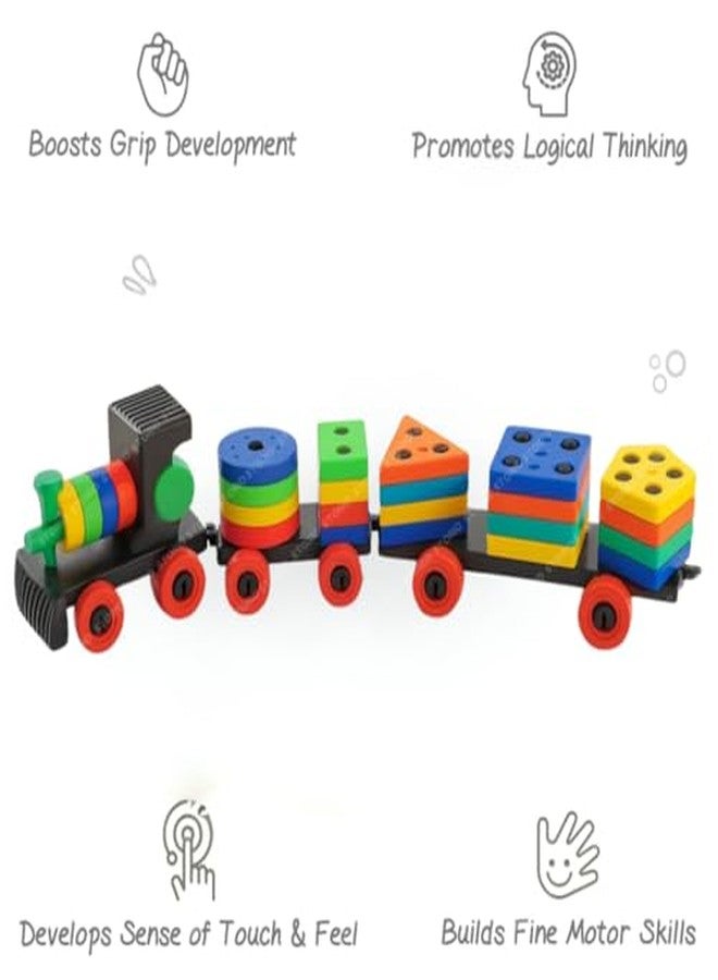 Storio Shape Sorting Stacking Train Toy for Kids | Montessori Educational Toy with Colorful Blocks | Shape Sorter Train for Toddlers | STEM Learning Preschool (Ages 3+) - Image 4